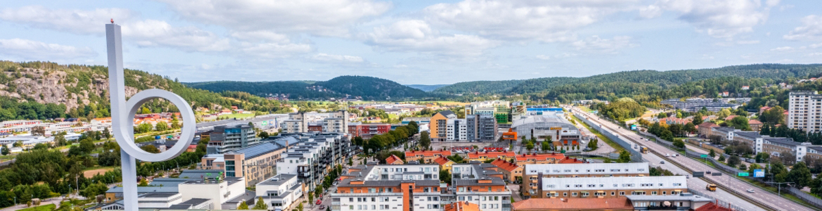 Vy över Partille centrum.