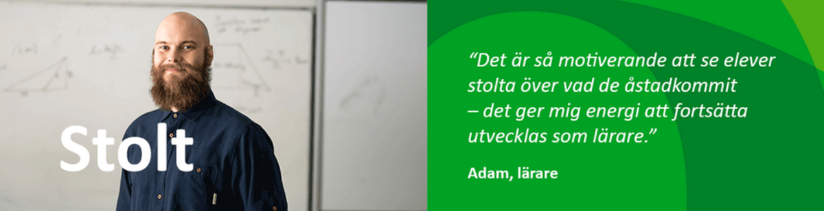 Stolt lärare med text om motivation