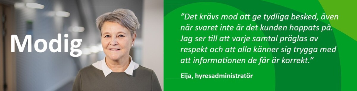 Hyresadministratör med citat om mod